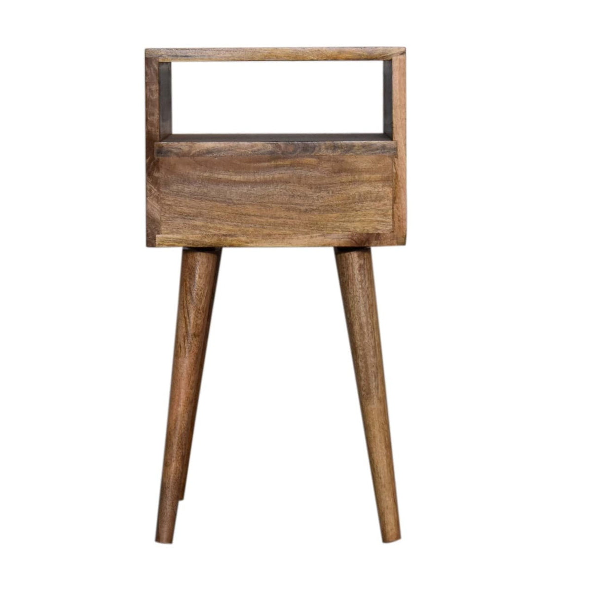 Mini Blue Hand Painted Nightstand - Solid Mango Wood Bedside Table for Bedroom - product view 7 showing handcrafted solid...