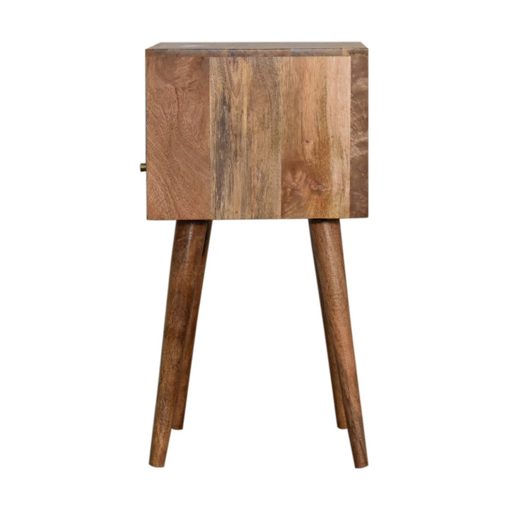 Mini Blue Hand Painted Nightstand - Solid Mango Wood Bedside Table for Bedroom - product view 8 showing handcrafted solid...