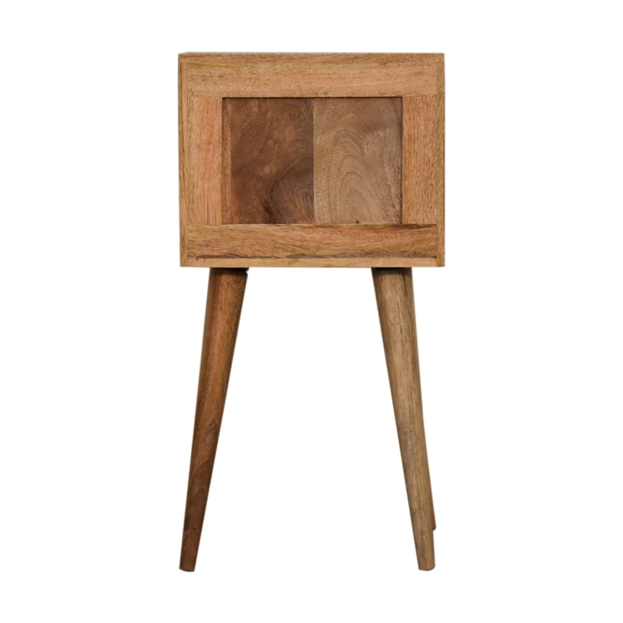 Mini Bone Inlay 2 Drawer Nightstand - Solid Mango Wood Bedside Table for Bedroom - product view 9 showing handcrafted...