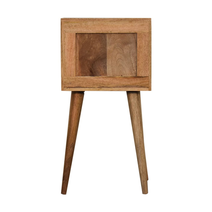 Mini Bone Inlay 2 Drawer Nightstand - Solid Mango Wood Bedside Table for Bedroom - product view 9 showing handcrafted...