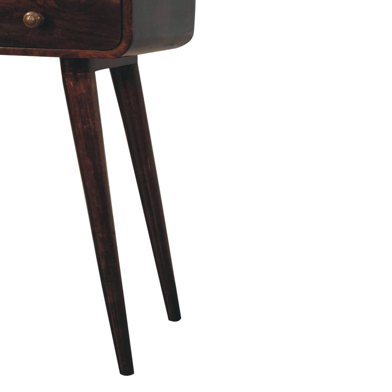 Mini California Walnut Curved Console Table - Solid Mango Wood Hallway Console for Entryway - product view 7 showing...