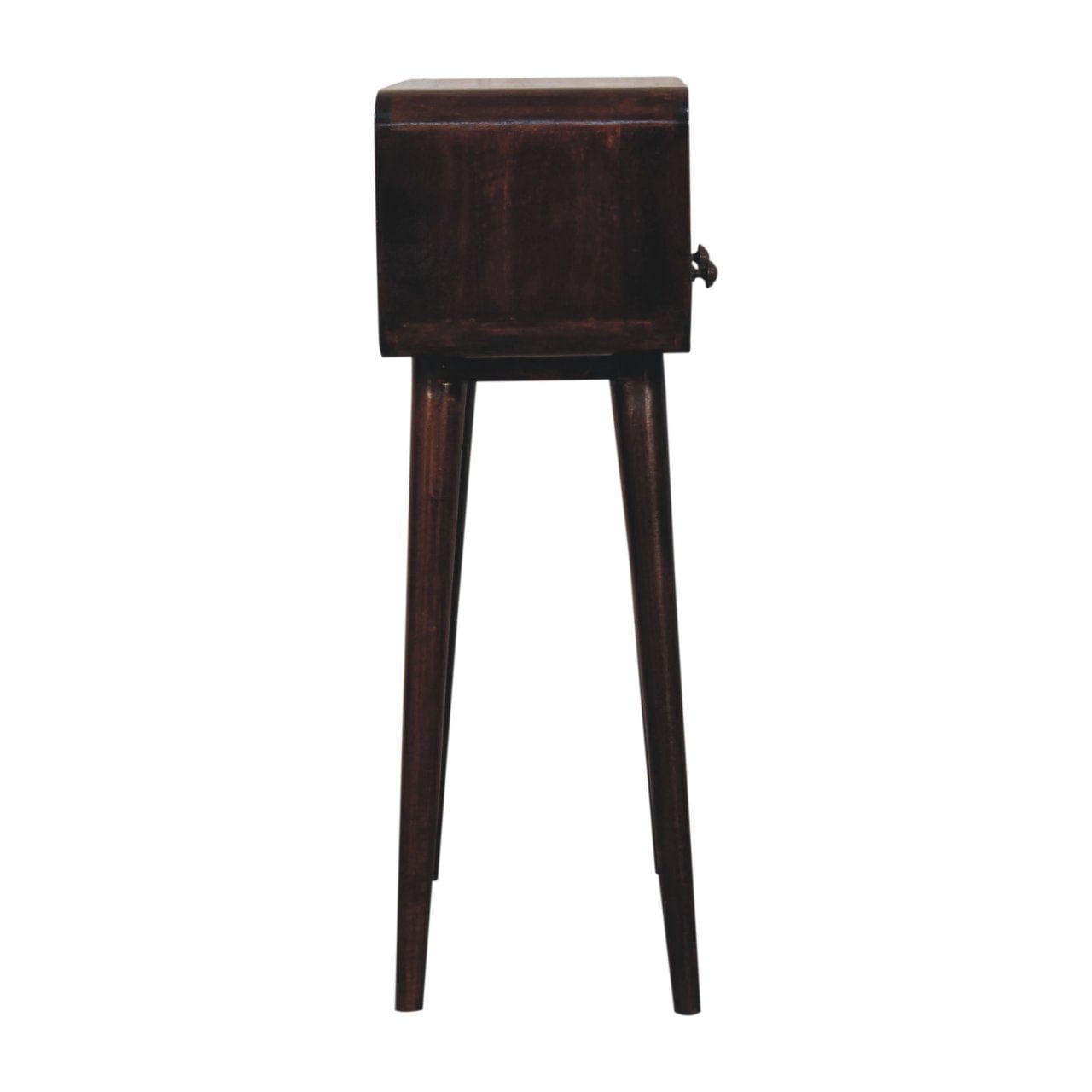 Mini California Walnut Curved Console Table - Solid Mango Wood Hallway Console for Entryway - product view 8 showing...