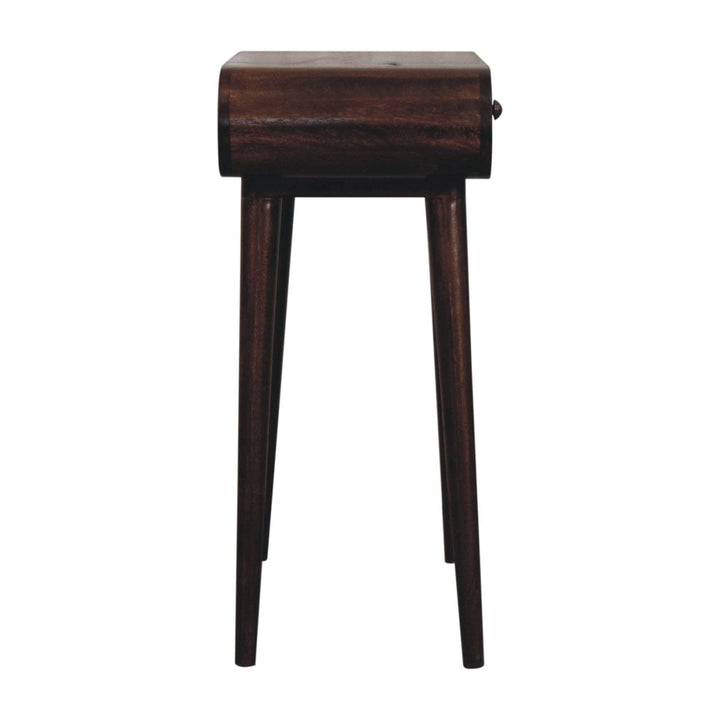 Mini California Walnut Dressing Table - Solid Mango Wood Vanity Table for Bedroom - product view 9 showing handcrafted...