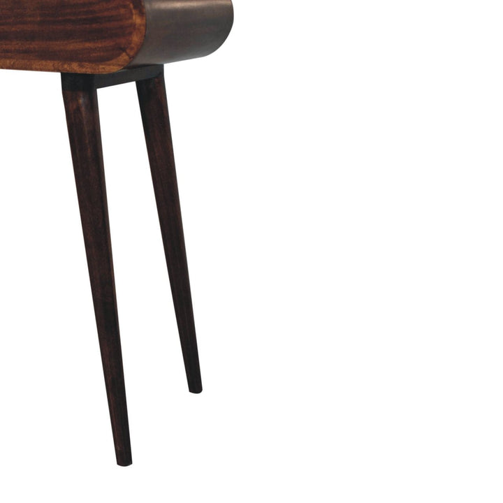 Mini California Walnut Dressing Table - Solid Mango Wood Vanity Table for Bedroom - product view 8 showing handcrafted...