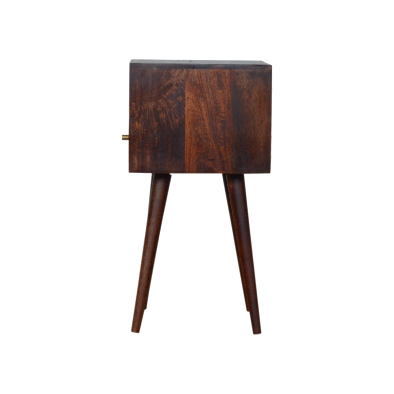 Mini Cherry Nightstand - Solid Mango Wood Bedside Table for Bedroom - product view 8 showing handcrafted solid mango wood...