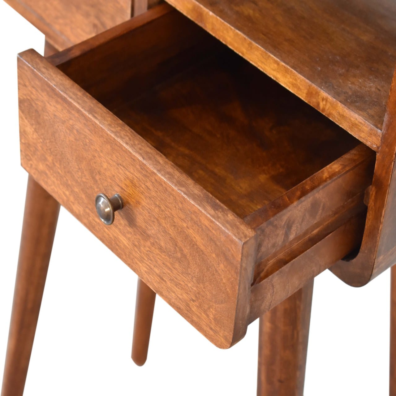 Mini Chestnut Console Table - Solid Mango Wood Hallway Console for Entryway - product view 8 showing handcrafted solid...