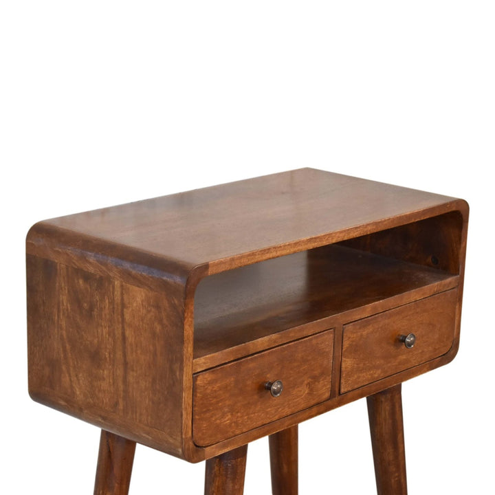 Mini Chestnut Console Table - Solid Mango Wood Hallway Console for Entryway - product view 6 showing handcrafted solid...
