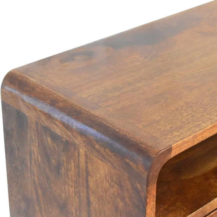 Mini Chestnut Console Table - Solid Mango Wood Hallway Console for Entryway - product view 7 showing handcrafted solid...
