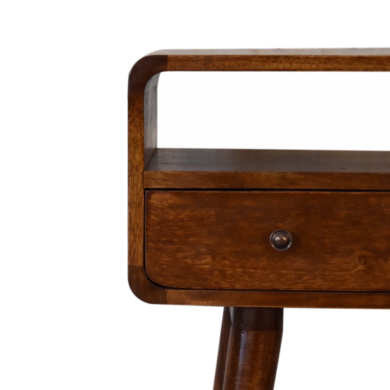 Mini Chestnut Console Table - Solid Mango Wood Hallway Console for Entryway - product view 5 showing handcrafted solid...