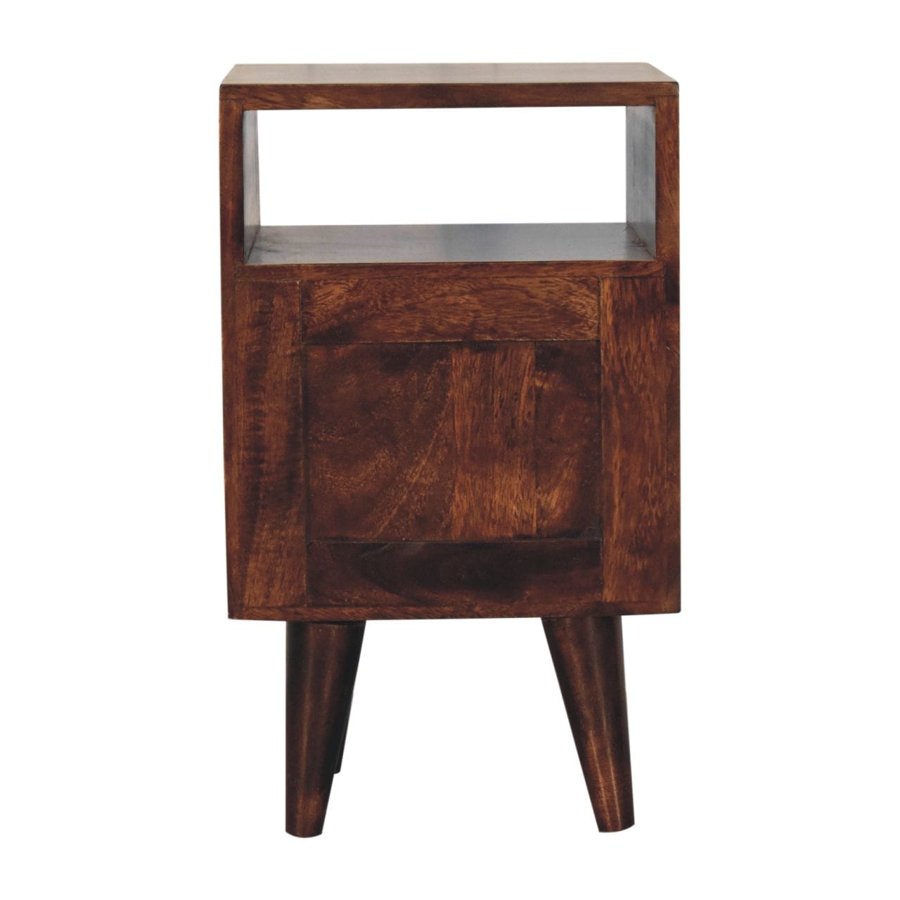 Mini Classic California Walnut Nightstand - Solid Mango Wood Bedside Table for Bedroom - product view 9 showing...