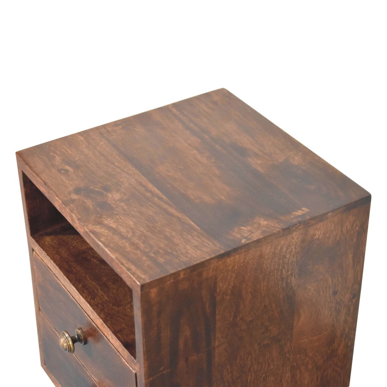 Mini Classic California Walnut Nightstand - Solid Mango Wood Bedside Table for Bedroom - product view 5 showing...