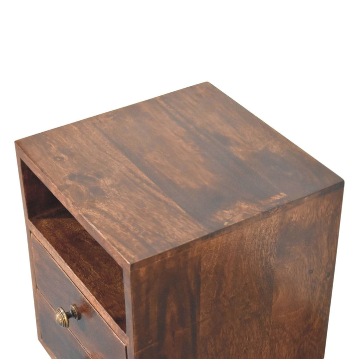 Mini Classic California Walnut Nightstand - Solid Mango Wood Bedside Table for Bedroom - product view 5 showing...