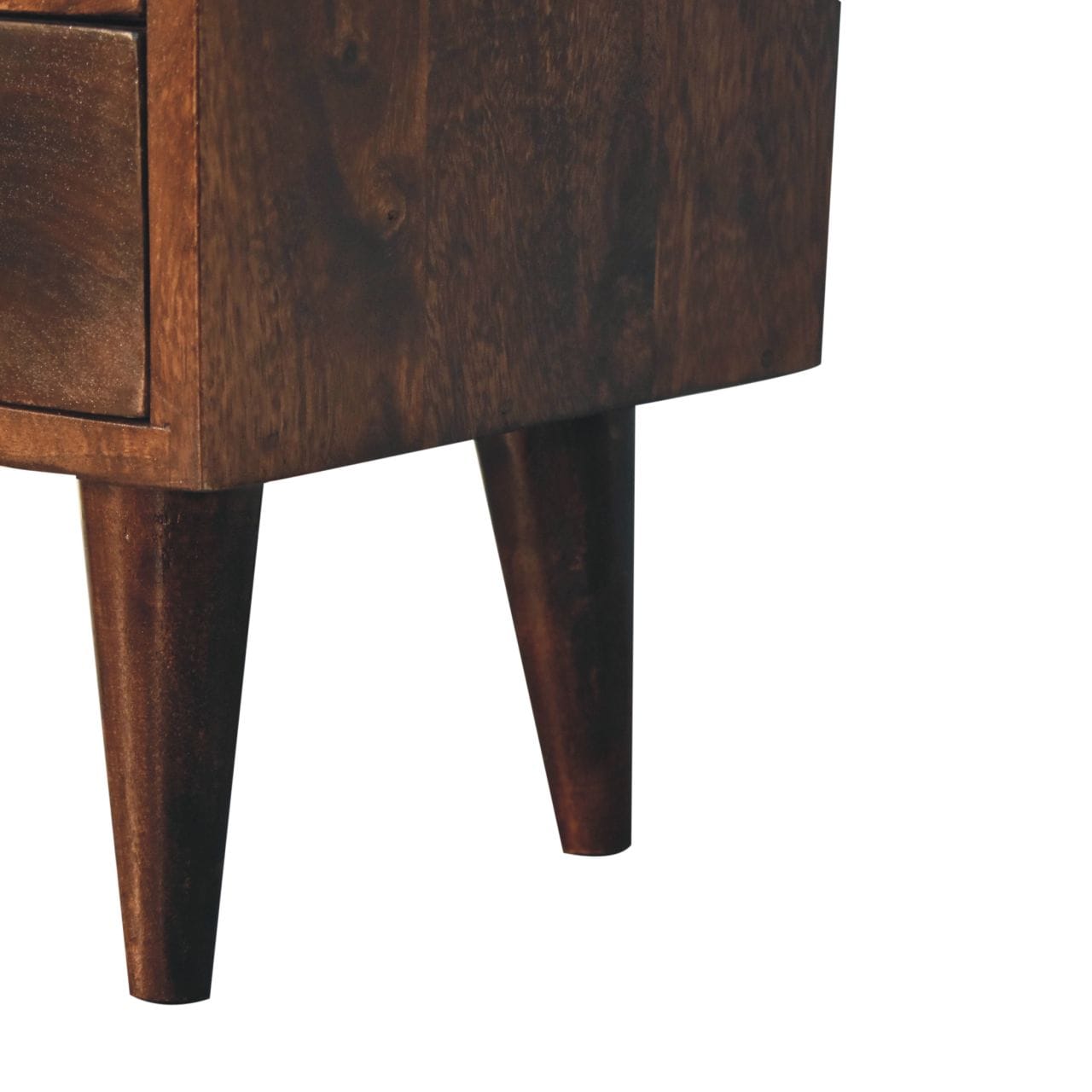Mini Classic California Walnut Nightstand - Solid Mango Wood Bedside Table for Bedroom - product view 7 showing...
