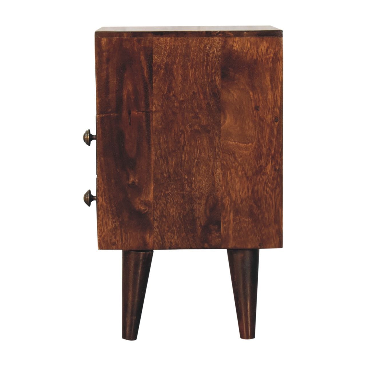 Mini Classic California Walnut Nightstand - Solid Mango Wood Bedside Table for Bedroom - product view 8 showing...