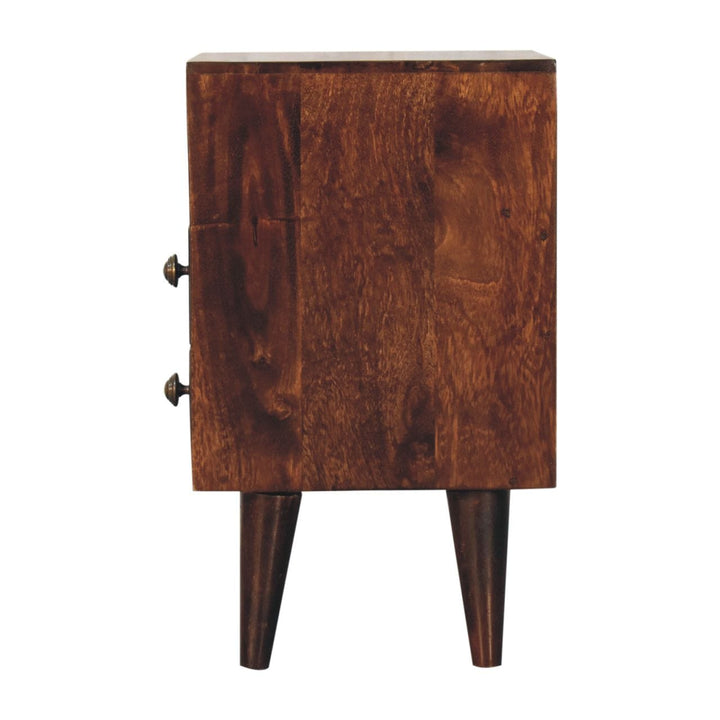 Mini Classic California Walnut Nightstand - Solid Mango Wood Bedside Table for Bedroom - product view 8 showing...