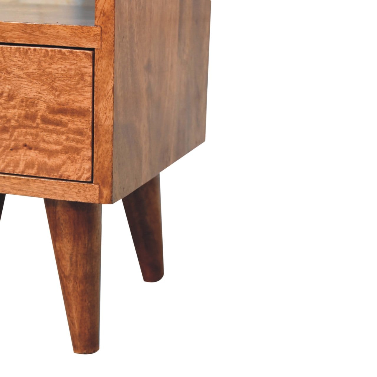 Mini Classic Multi Honey Caramel Nightstand - Solid Mango Wood Bedside Table for Bedroom - product view 7 showing...