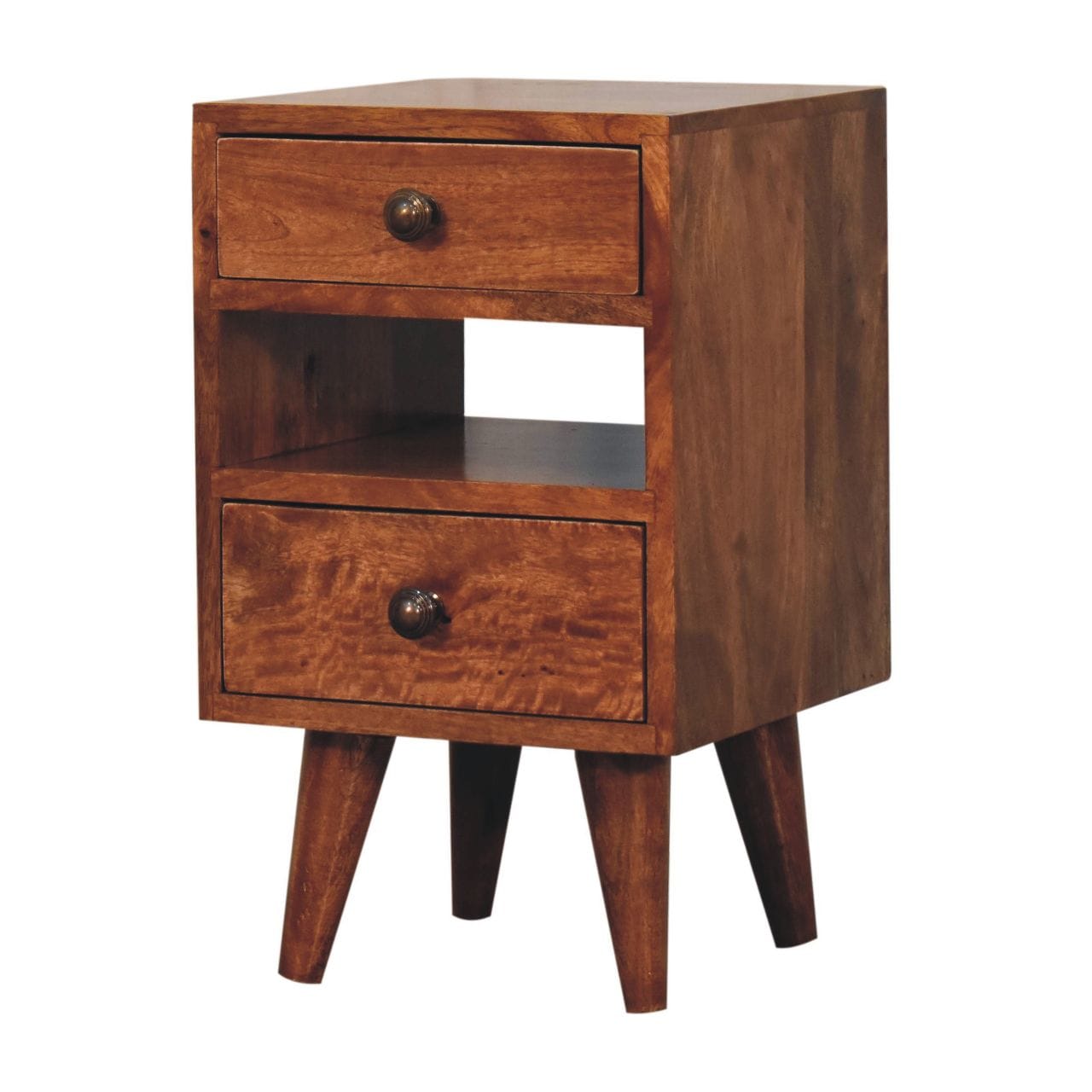 Mini Classic Multi Honey Caramel Nightstand - Solid Mango Wood Bedside Table for Bedroom - product view 3 showing...