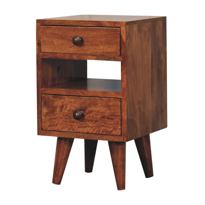 Mini Classic Multi Honey Caramel Nightstand - Solid Mango Wood Bedside Table for Bedroom - product view 3 showing...