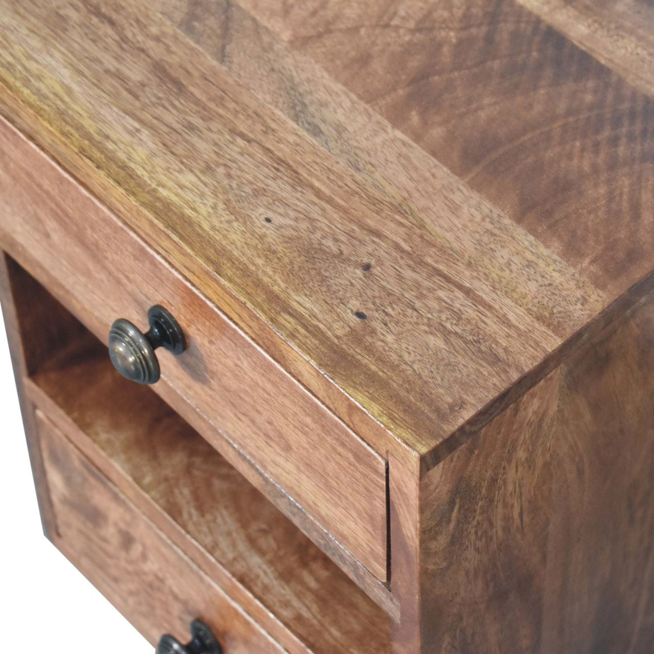 Mini Classic Multi Honey Caramel Nightstand - Solid Mango Wood Bedside Table for Bedroom - product view 5 showing...