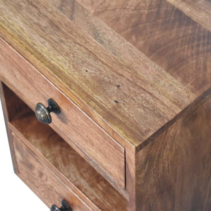 Mini Classic Multi Honey Caramel Nightstand - Solid Mango Wood Bedside Table for Bedroom - product view 5 showing...