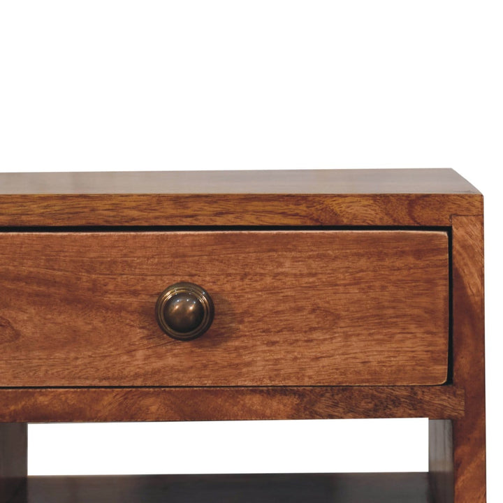 Mini Classic Multi Honey Caramel Nightstand - Solid Mango Wood Bedside Table for Bedroom - product view 4 showing...