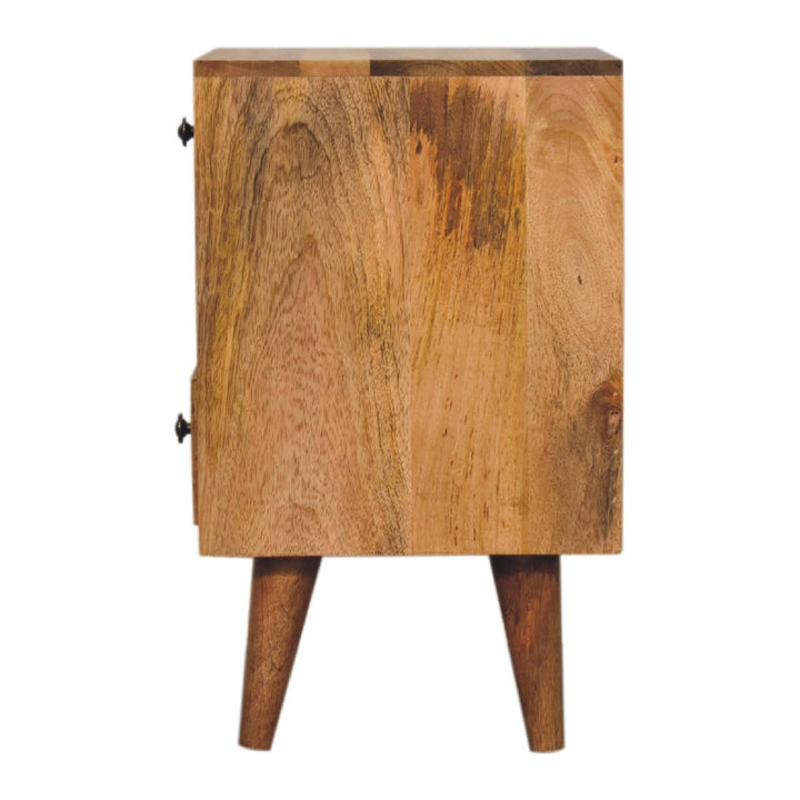 Mini Classic Multi Oak-ish Nightstand - Solid Mango Wood Bedside Table for Bedroom - product view 8 showing handcrafted...