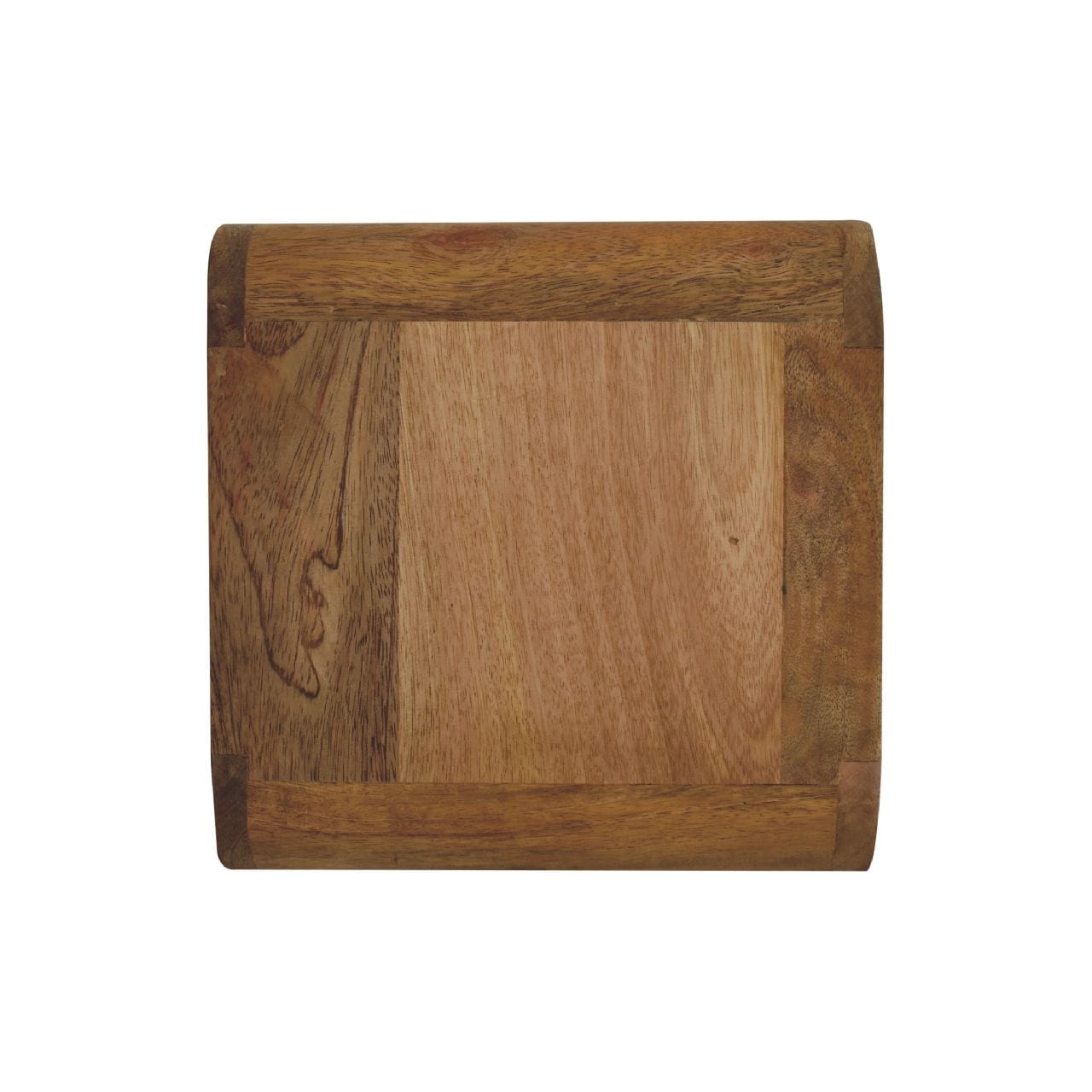 Mini Curve Oak-ish Floating Nightstand - Solid Mango Wood Bedside Table for Bedroom - product view 8 showing handcrafted...