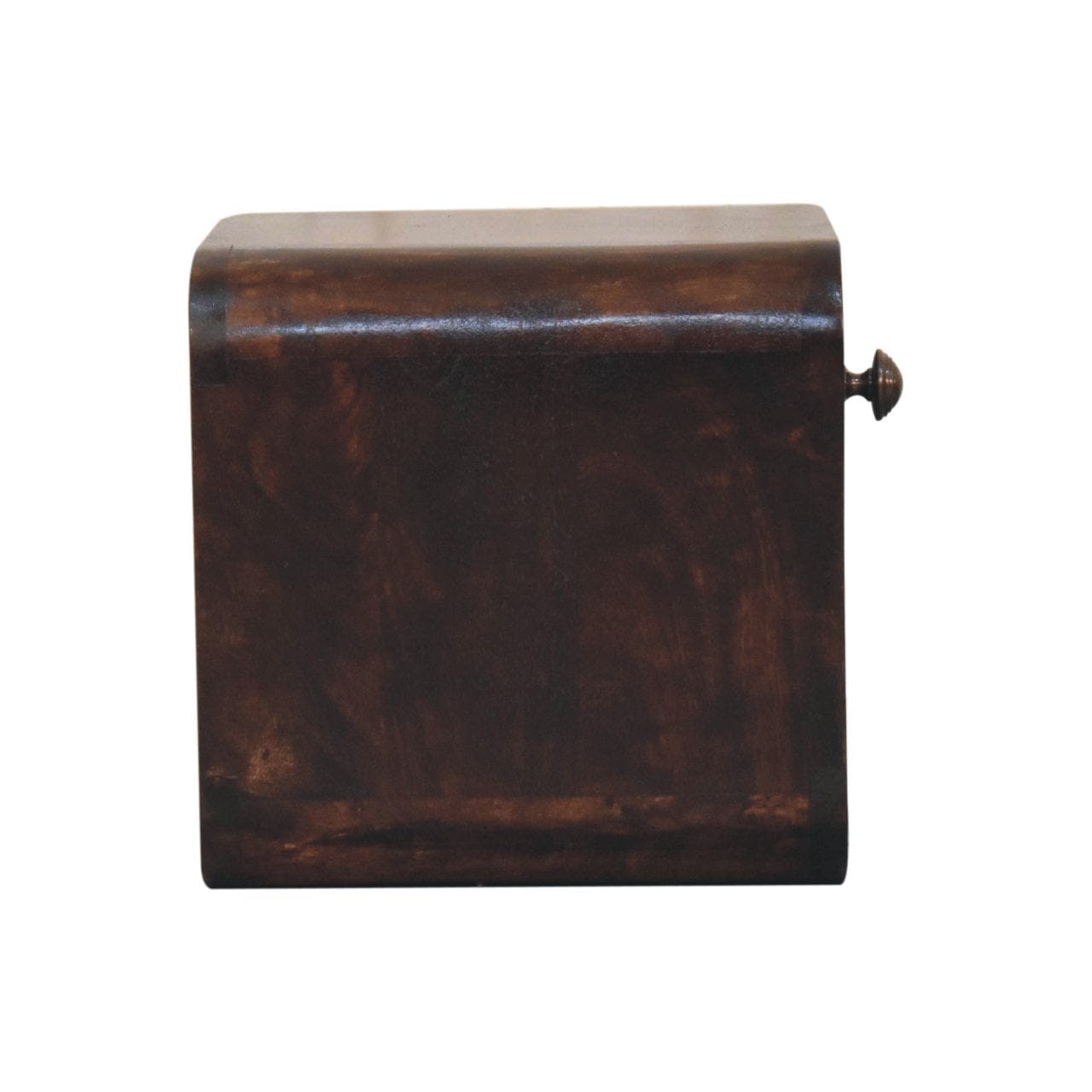 Mini Curved California Walnut Floating Nightstand - Solid Mango Wood Bedside Table for Bedroom - product view 8 showing...