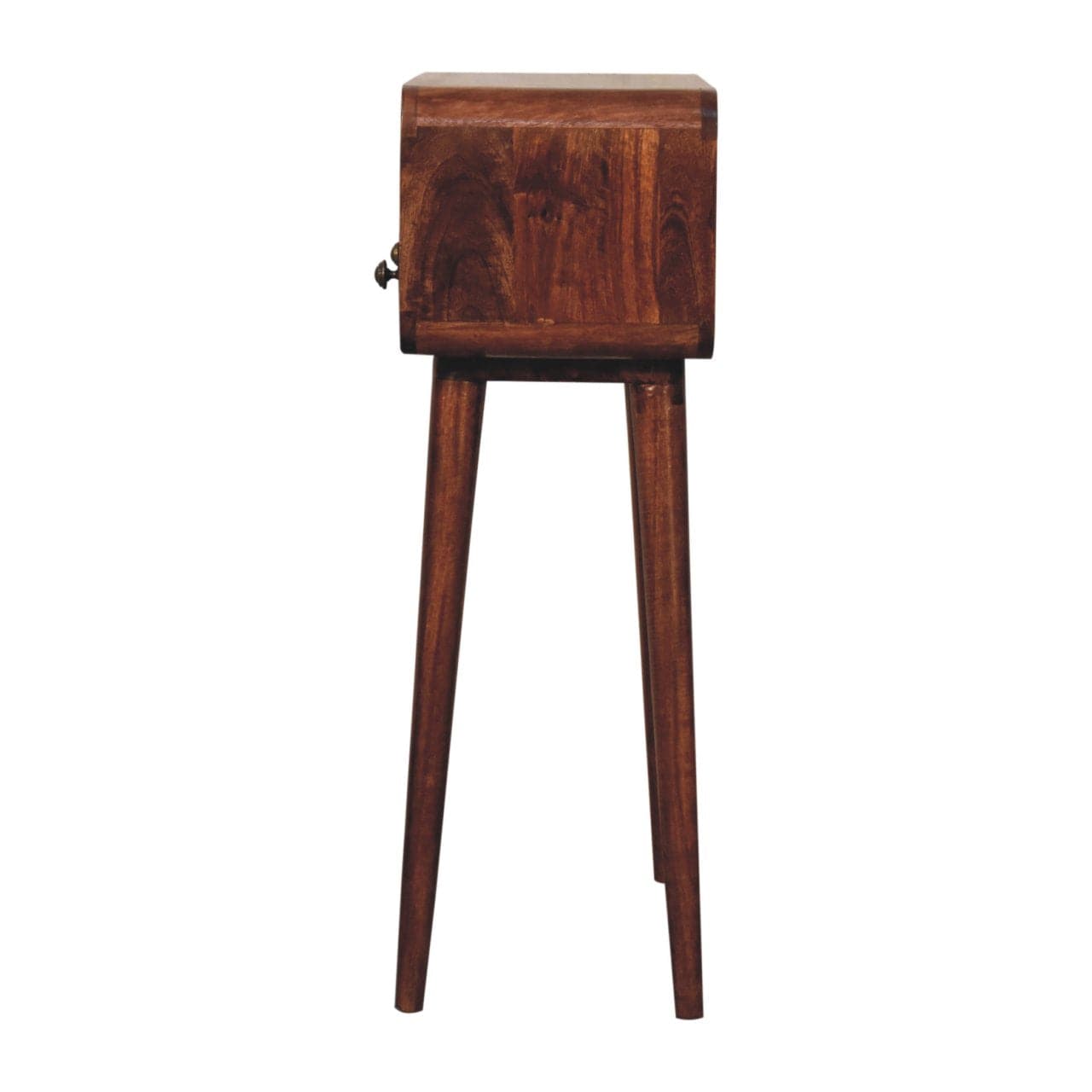 Mini Curved Honey Caramel Console Table - Solid Mango Wood Hallway Console for Entryway - product view 8 showing...