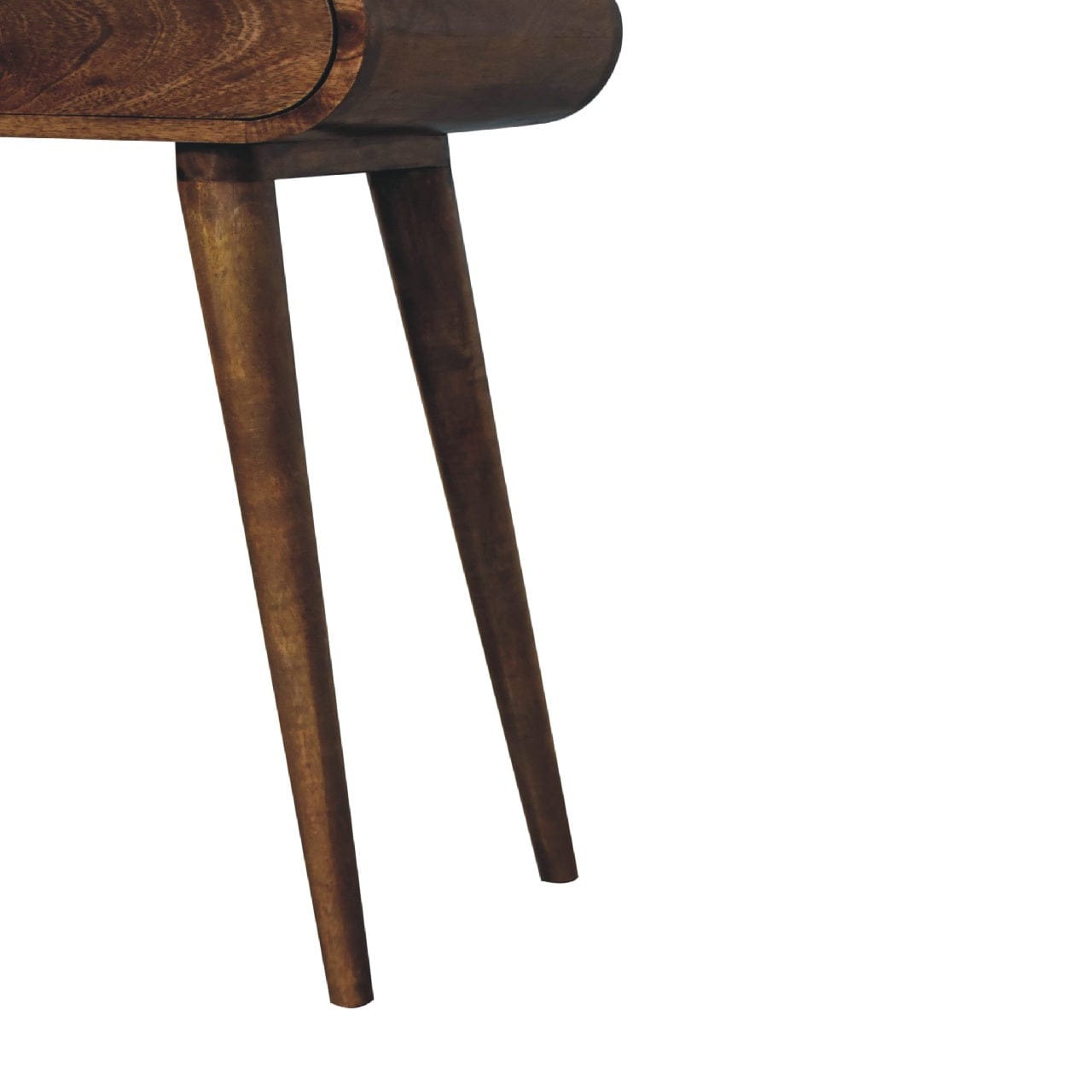 Close-up of the Mini Grey London Console Table legs, showcasing solid mango wood design for hallway styling.