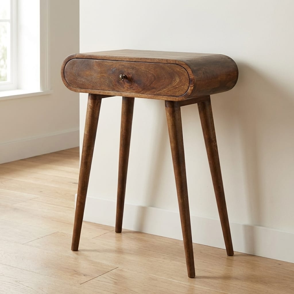 Mini grey London console table, a handcrafted mango wood console table for stylish entryway decor.