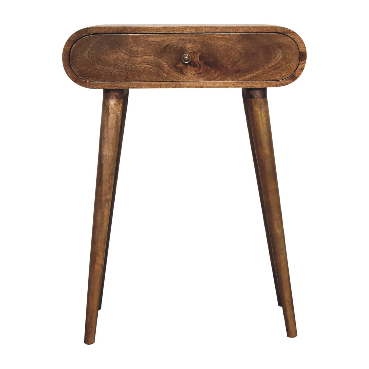 Mini Grey London mango wood console table with drawer, perfect for entryway and hallway storage.