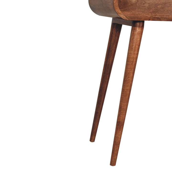 Mini Honey Caramel Dressing Table - Solid Mango Wood Vanity Table for Bedroom - product view 7 showing handcrafted solid...