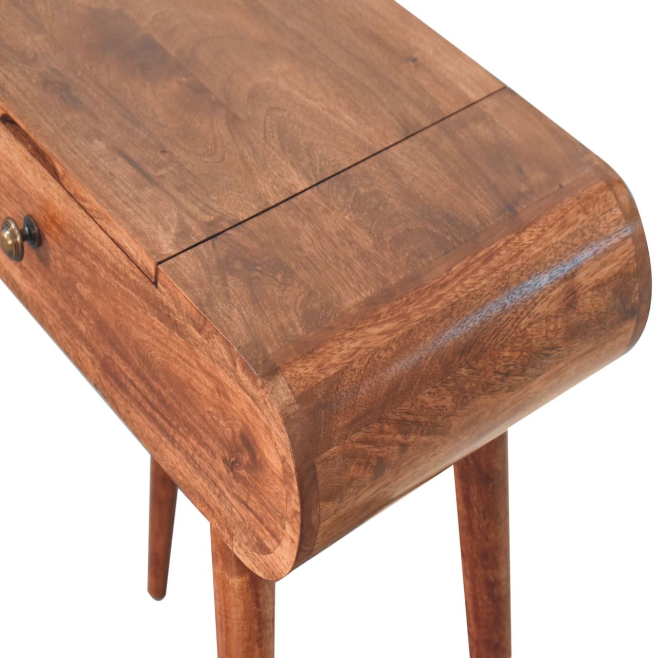 Mini Honey Caramel Dressing Table - Solid Mango Wood Vanity Table for Bedroom - product view 5 showing handcrafted solid...