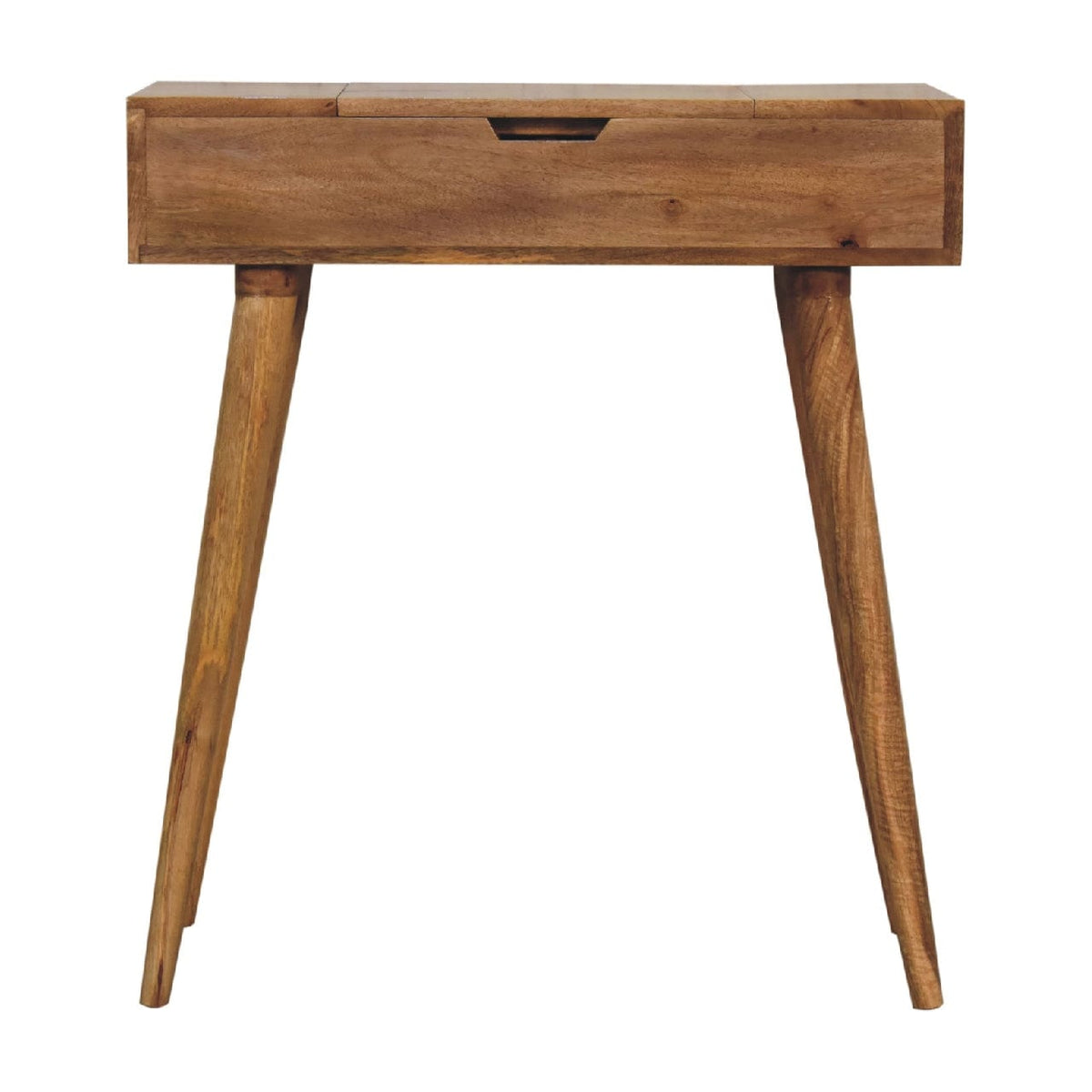 Mini Oak-ish Dressing Table - Solid Mango Wood Vanity Table for Bedroom - main view showing handcrafted solid mango wood desk