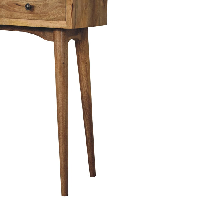 Mini Oak-ish Hallway Console Table - Solid Mango Wood Hallway Console for Entryway leg detail