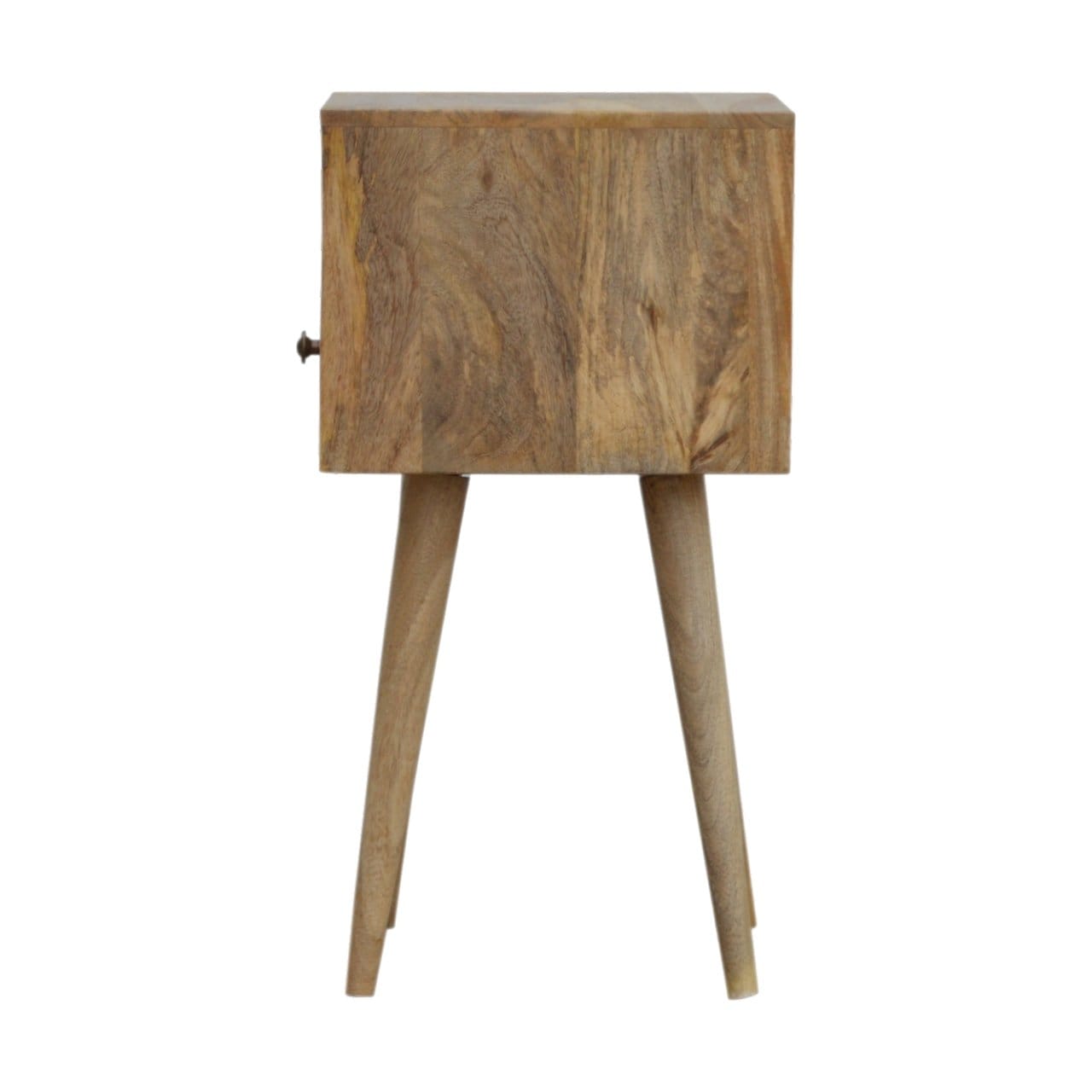 Mini Oak-ish Nightstand - Solid Mango Wood Bedside Table for Bedroom - product view 8 showing handcrafted solid mango...