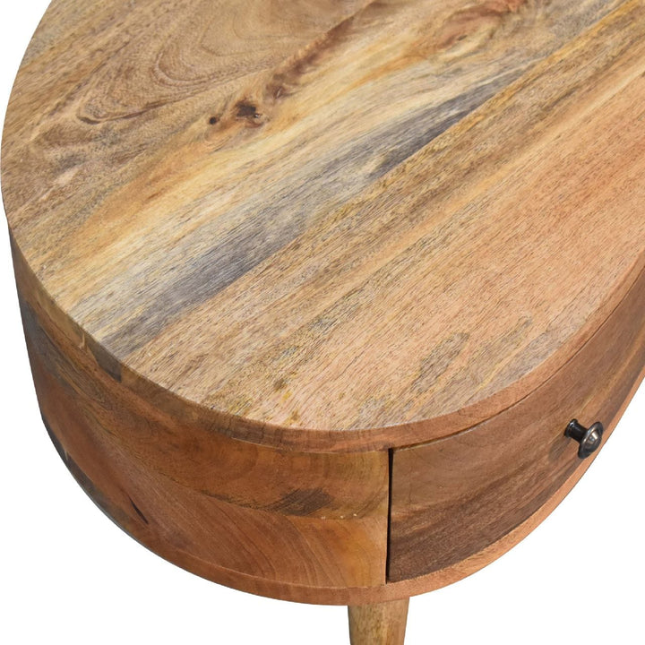 Mini Oak-ish Wave Coffee Table - Solid Mango Wood Center Table for Living Room - product view 6 showing handcrafted solid...