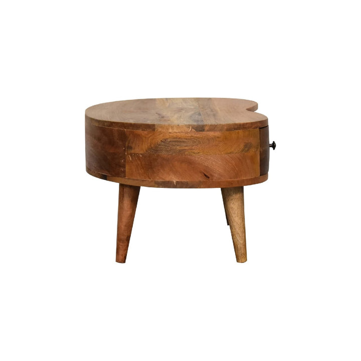 Mini Oak-ish Wave Coffee Table - Solid Mango Wood Center Table for Living Room - product view 9 showing handcrafted solid...