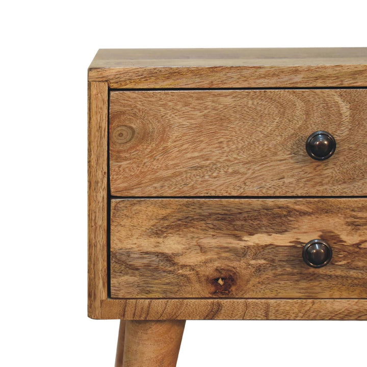 Mini Oak-ish Mid-Century Modern Nightstand - Solid Mango Wood Bedside Table for Bedroom - product view 5 showing...