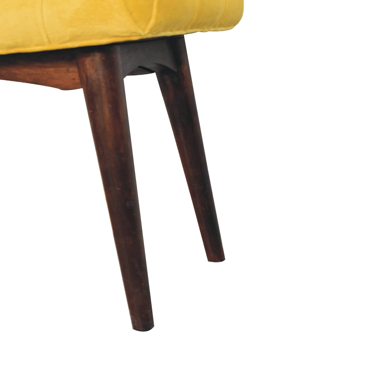 Mini Velvet Bench - Solid Mango Wood Seating Furniture for Entryway - product view 7 showing handcrafted solid mango wood...