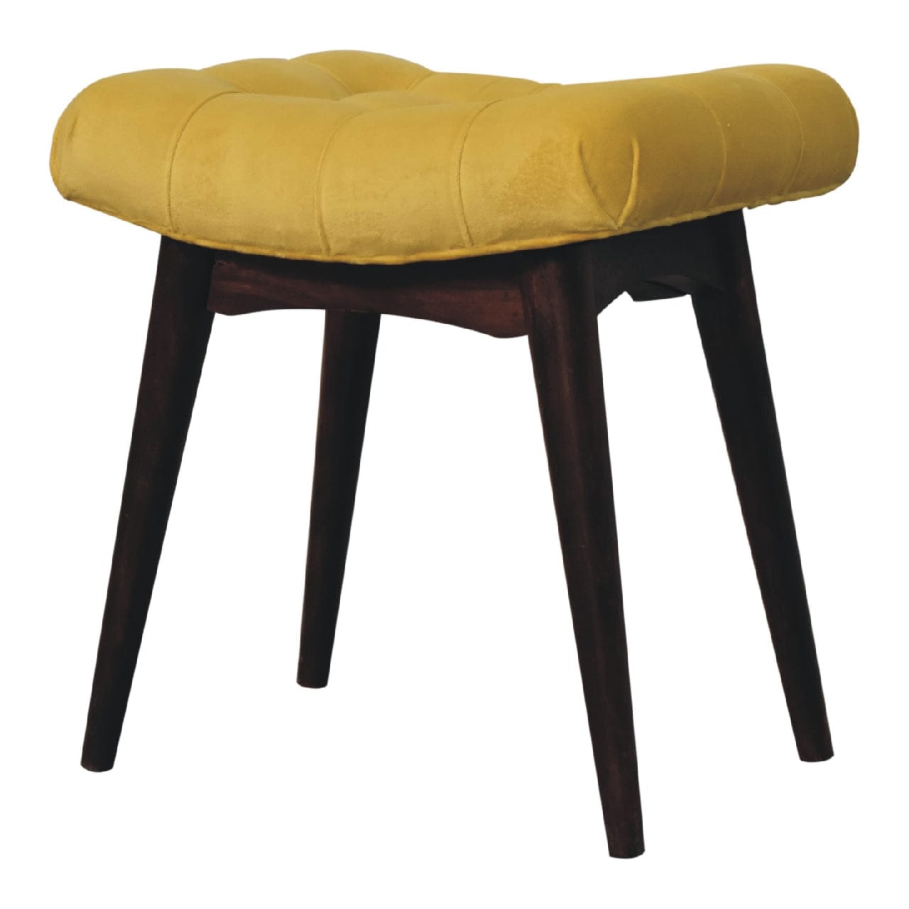 Mini Velvet Bench - Solid Mango Wood Seating Furniture for Entryway - product view 2 showing handcrafted solid mango wood...