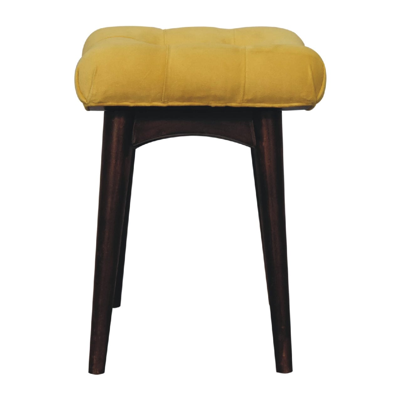 Mini Velvet Bench - Solid Mango Wood Seating Furniture for Entryway - product view 8 showing handcrafted solid mango wood...