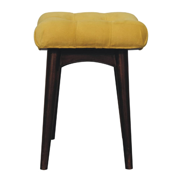 Mini Velvet Bench - Solid Mango Wood Seating Furniture for Entryway - product view 8 showing handcrafted solid mango wood...