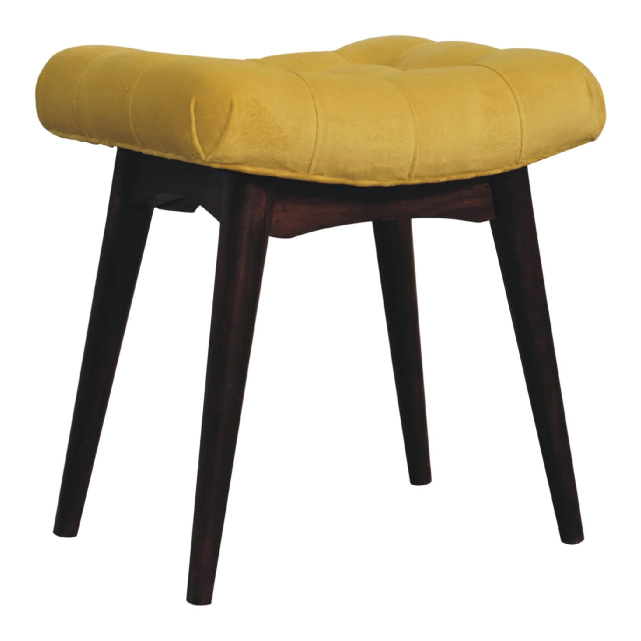 Mini Velvet Bench - Solid Mango Wood Seating Furniture for Entryway - product view 3 showing handcrafted solid mango wood...