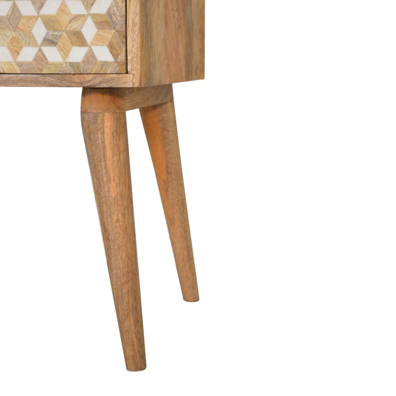 Mixed Cube Nightstand - Solid Mango Wood Bedside Table for Bedroom - product view 6 showing handcrafted solid mango wood...