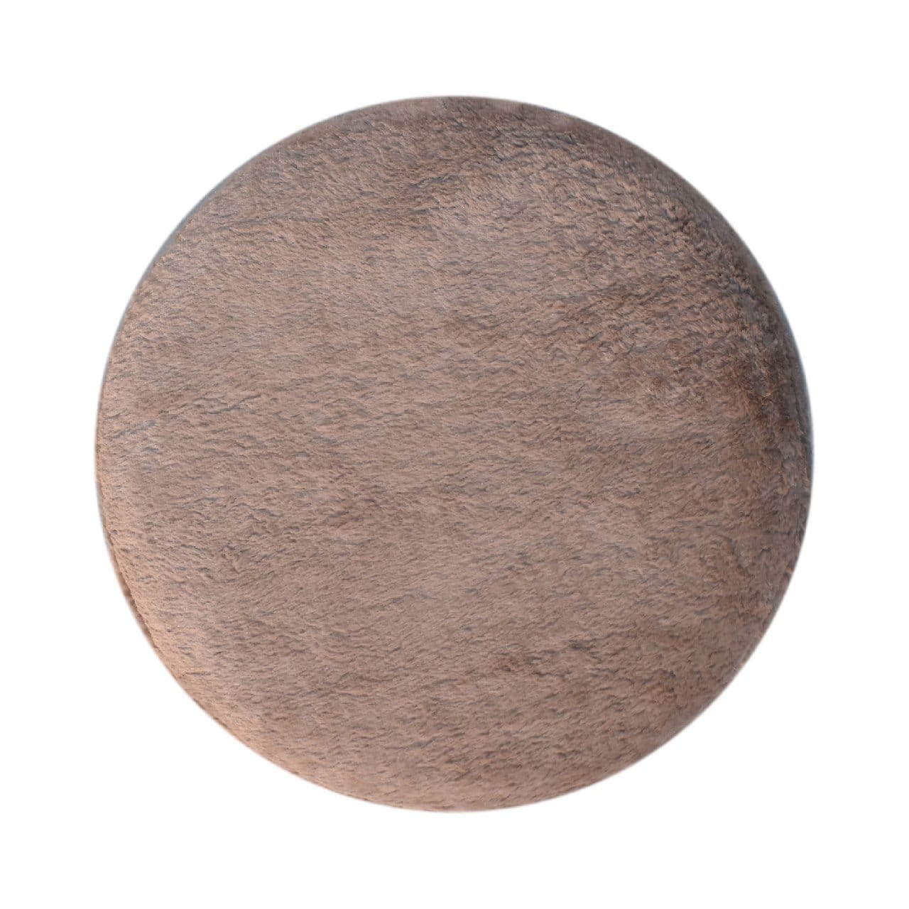 Mocha Faux Fur Round Footstool - Solid Mango Wood Accent Stool for Living Room - product view 8 showing handcrafted solid...