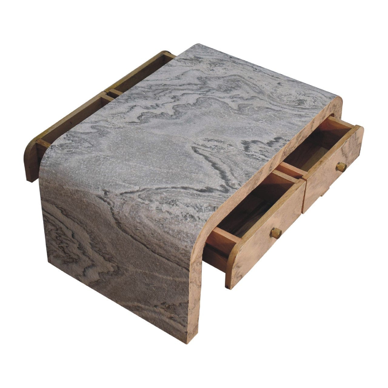 Nouveau Coffee Table - Solid Mango Wood Center Table for Living Room - product view 8 showing handcrafted solid mango...