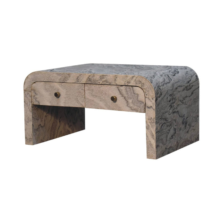 Nouveau Coffee Table - Solid Mango Wood Center Table for Living Room - product view 3 showing handcrafted solid mango...