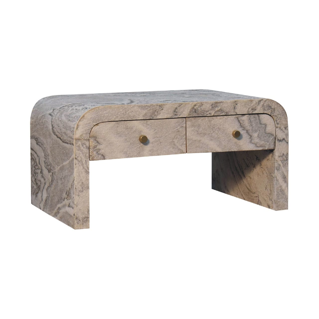 Nouveau Coffee Table - Solid Mango Wood Center Table for Living Room - product view 2 showing handcrafted solid mango...